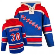 Old Time Hockey New York Rangers NO.30 Henrik Lundqvist Men's Jersey (Royal Blue Authentic Sawyer Hooded Sweatshirt)