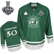 Reebok New York Rangers NO.30 Henrik Lundqvist Men's Jersey (Green Authentic 2014 Stanley Cup St Patty's Day)