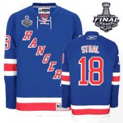 Reebok New York Rangers NO.18 Marc Staal Men's Jersey (Royal Blue Authentic Home 2014 Stanley Cup)