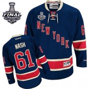 Reebok New York Rangers NO.61 Rick Nash Men's Jersey (Navy Blue Premier Third 2014 Stanley Cup)