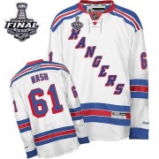 Reebok New York Rangers NO.61 Rick Nash Men's Jersey (White Authentic Away 2014 Stanley Cup)