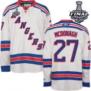 Reebok New York Rangers NO.27 Ryan McDonagh Men's Jersey (White Authentic Away 2014 Stanley Cup)