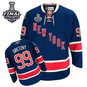 Reebok New York Rangers NO.99 Wayne Gretzky Men's Jersey (Navy Blue Authentic Third 2014 Stanley Cup)