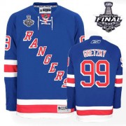 Reebok New York Rangers NO.99 Wayne Gretzky Men's Jersey (Royal Blue Authentic Home 2014 Stanley Cup)
