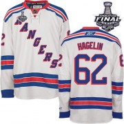 Reebok New York Rangers NO.62 Carl Hagelin Men's Jersey (White Premier Away 2014 Stanley Cup)