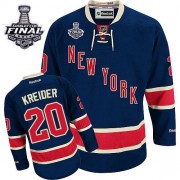 Reebok New York Rangers NO.20 Chris Kreider Men's Jersey (Navy Blue Authentic Third 2014 Stanley Cup)