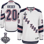 Reebok New York Rangers NO.20 Chris Kreider Men's Jersey (White Authentic 2014 Stanley Cup 2014 Stadium Series)