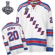 Reebok New York Rangers NO.20 Chris Kreider Men's Jersey (White Authentic Away 2014 Stanley Cup)