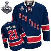Reebok New York Rangers NO.21 Derek Stepan Men's Jersey (Navy Blue Authentic Third 2014 Stanley Cup)